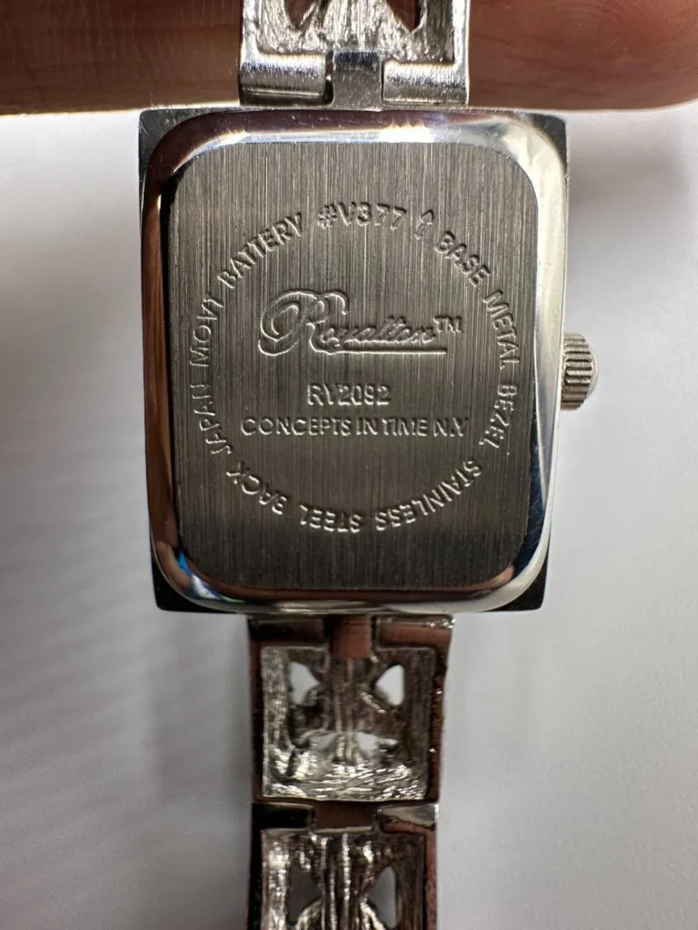 3/$30 Royalton Watch Women Silver Tone Rhinestone Accents Beige Dial 5.75”